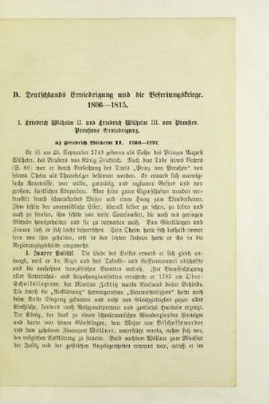 D. Deutschlands Erniedrigung und die Befreiungskriege 1806-1815