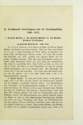 D. Deutschlands Erniedrigung und die Befreiungskriege 1806-1815