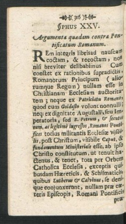 §phus XXV. Argumenta quaedam contra Pontificatum Romanum