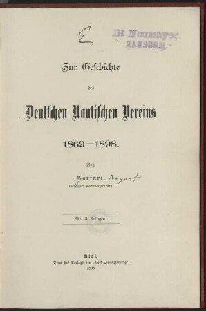 Zur Geschichte des Deutschen Nautischen Vereins 1869 - 1898