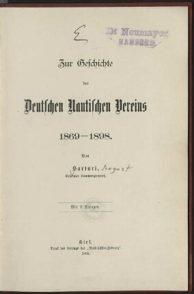 Zur Geschichte des Deutschen Nautischen Vereins 1869 - 1898