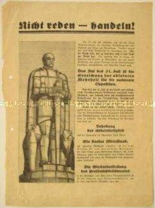 Programmatischer Wahlaufruf der Deutschnationalen Volkspartei anlässlich der Reichstagswahl Juli 1932