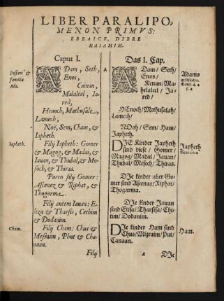 Liber Paralipomenon Primus: Ebraice, Dibre Haiamim.
