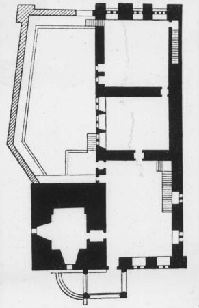 Krakau / Kraków (Polen), Rathaus, Grundriss, nur Rathausturm erhalten, Rathaus im 19. Jh. abgetragen