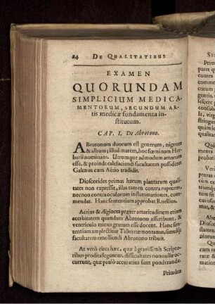 Examen quorundam simplicium medicamentorum, secundum artis medicae fundamenta institutum