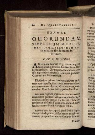 Examen quorundam simplicium medicamentorum, secundum artis medicae fundamenta institutum