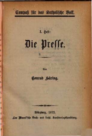 Kompass für das katholische Volk. 1. 1872 = H. 1 - 10