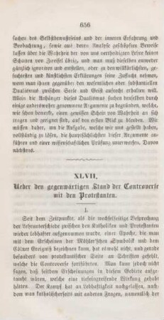656-672 Ueber den gegenwärtigen Stand der Controverse mit den Protestanten