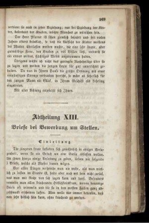 Abtheilung XIII. Briefe bei Bewerbung um Stellen