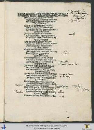 Ad Georgium morinum virum consularem in regia urbe Craconie in laudes eloquencie et iucunditatem vite conradi celtis carmen mit handschriftlichen Eintragungen
