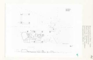 Informationszentrum, Berlin-Charlottenburg (Diplomarbeit bei Bernhard Hermkes): Grundriss + 2.75 und Schnitt 1:500