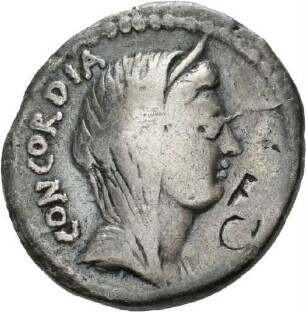 Denar des L. Mussidius Longus mit Darstellung des Heiligtums der Venus Cloacina