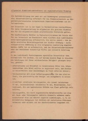 Allgemeine didaktisch-methodische und organisatorische Hinweise