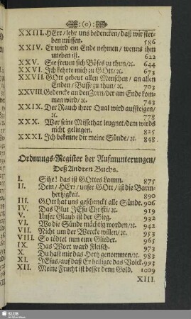 Ordnungs-Register der Aufmunterungen, Deß Andren Buchs
