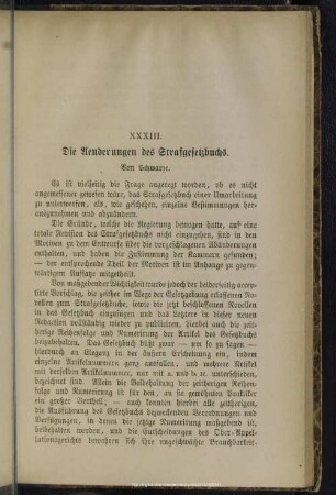 XXXIII. Die Aenderungen des Strafgesetzbuchs