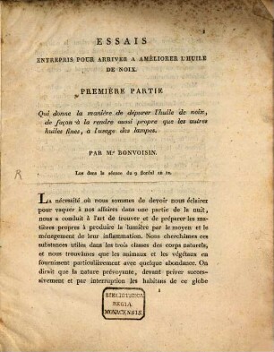 Essais entrepris pour arriver a améliorer l'huile de noix