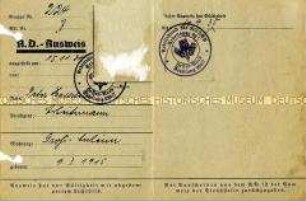Arbeitsdienstausweis von Peter Hallstein
