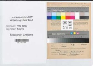 Entnazifizierung Christine Kloeckner, geb. 20.09.1903 (Postassistentin)