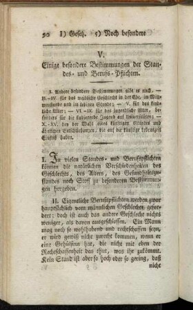 V. Einige besondere Bestimmungen der Standes- und Berufs-Pflichten.