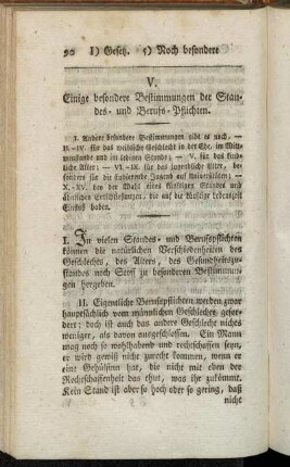 V. Einige besondere Bestimmungen der Standes- und Berufs-Pflichten.