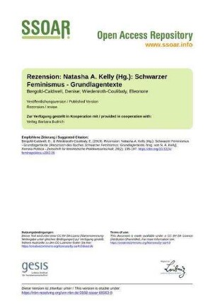 Rezension: Natasha A. Kelly (Hg.): Schwarzer Feminismus - Grundlagentexte