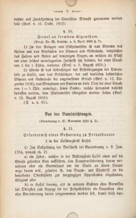 Von den Baueinrichtungen. (Verordnung v. 27. November 1821 §. 4.)