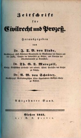 Zeitschrift für Civilrecht und Prozeß. 18. 1843
