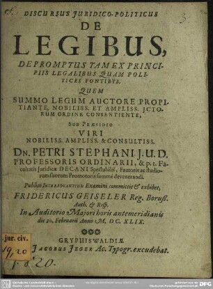 Discursus de legibus
