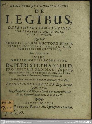 Discursus de legibus