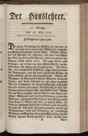 21. Woche, d. 27. May 1775