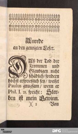 Anrede an den geneigten Leser.