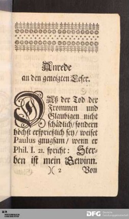Anrede an den geneigten Leser.