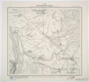 Topographische Karte der Gegend um Groß-Gerau, 1:25 000, Lithographie, um 1867 : [3] : Section Gross-Gerau. - [Ca. 1:25 000]. - Darmstadt : Welzbacher , [1867?]. - 1 Plan : Lithogr. ; 48 x 44 cm