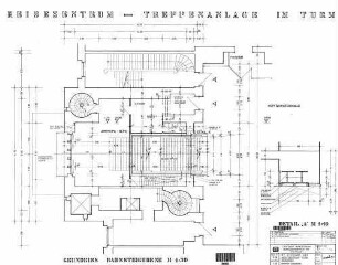 Stuttgart Hbf: Reisezentrum - Treppenanlage im Turm / Detail A Empfangsgeb. Turm