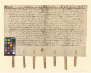 Obligation über 1000 Taler, die Günter von Redekin den Städten Brandenburg (Alt- und Neustadt), Berlin, Cölln, Frankfurt (Oder), Prenzlau und Ruppin leiht.