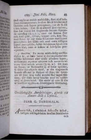 Orthithologiska Anmärkningar,...