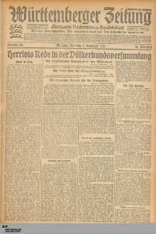 Württemberger Zeitung : das nationalsozialistische Morgenblatt in Stuttgart : WLZ, Württembergische Landeszeitung