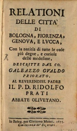 Relationi della città di Bologna