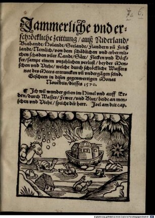 Jammerliche und erschröckliche Zeittung auß Niderland, Brabandt, Holandt, Seelandt, Flandern und Frießlandt ...