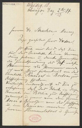 Brief an Ludwig Strecker  und B. Schott's Söhne : 02.12.1894