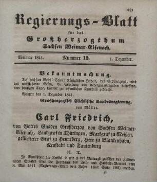Nr. 19 : 1. Dezember 1841