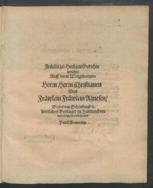Frühlings-HochzeitGedichte
