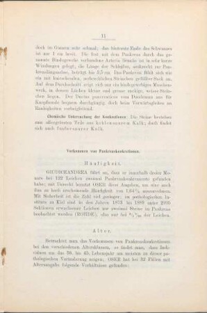 Vorkommen und Pankreaskonkretionen.