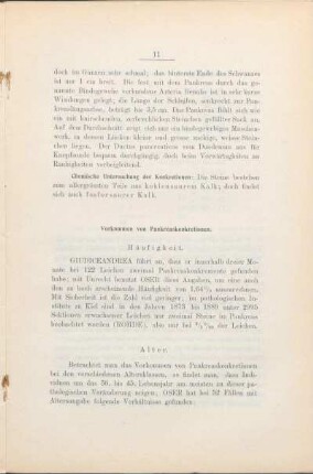 Vorkommen und Pankreaskonkretionen.