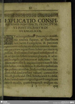 Explicatio Conspirationis Pontificis, Principumve Pontificiorumin Evangelicos