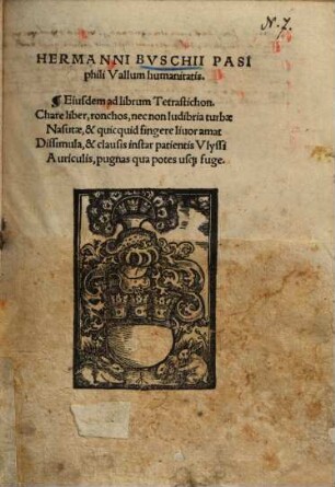 Hermanni Buschii Pasiphili Vallum humanitatis