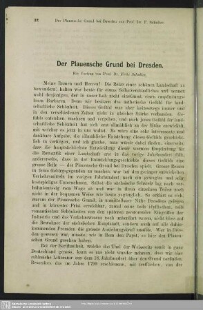 Der Plauensche Grund bei Dresden : Ein Vortrag