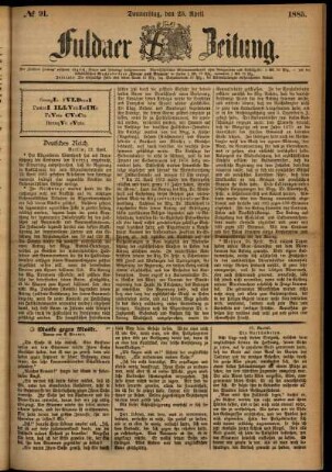 Ausgabe vom Donnerstag, den 23. April 1885.