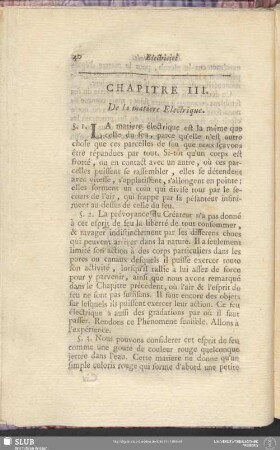 Chapitre III. De la matiere Electrique