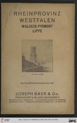 Nr. 667: Lagerkatalog / Josef Baer & Co., Frankfurt a.M.: Rheinprovinz, Westfalen, Waldeck-Pyrmont, Lippe